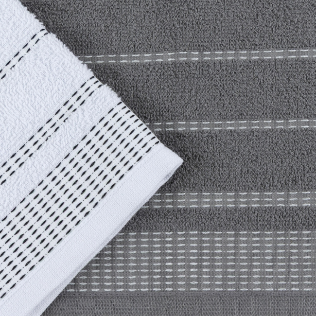 Kit 2 Panos de Prato Atoalhado Copa 45x65cm Bordado 300g/m² Algodão Cinza