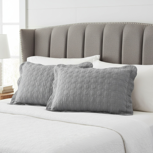 Kit 2 Porta Travesseiros Percal 150 Fios 70x50cm Matelado Plaza Cinza