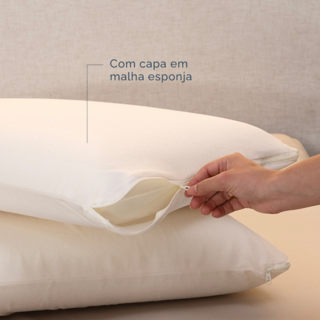 Kit 2 Travesseiro Nasa 70x50cm Médio 13cm Altura Antialérgico Viscoelástico Antiácaro