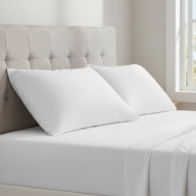 Kit 2 Travesseiro Suporte Firme Percale 200 Fios 700g/m² Fibra Siliconizada Soft Pluma 70cm x 50cm