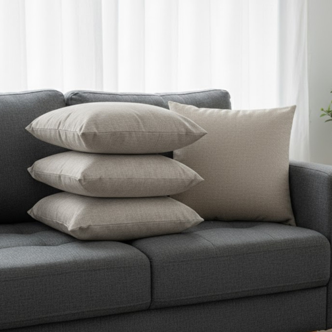 Kit 4 Capas De Almofada Decorativa para Sofá 45cmx45cm Premium Areia