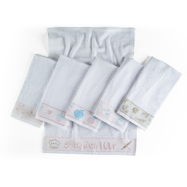 Kit 6 Panos de Prato Atoalhado Copa Gourmet 50x70cm  Bordado 300g/m² 100% Algodão Chá da Tarde