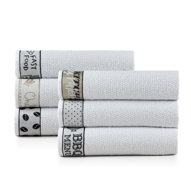 Kit 6 Panos de Prato Atoalhado Copa Gourmet 50x70cm  Bordado 300g/m² 100% Algodão Chef