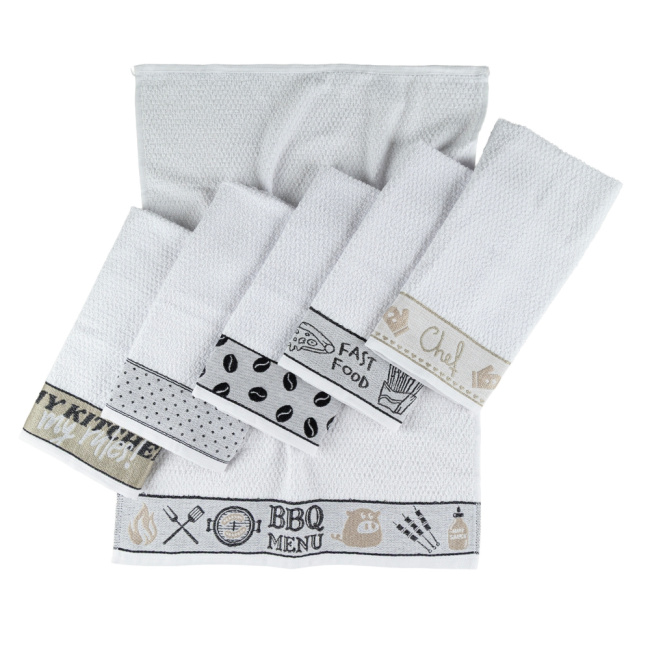 Kit 6 Panos de Prato Atoalhado Copa Gourmet 50x70cm  Bordado 300g/m² 100% Algodão Chef