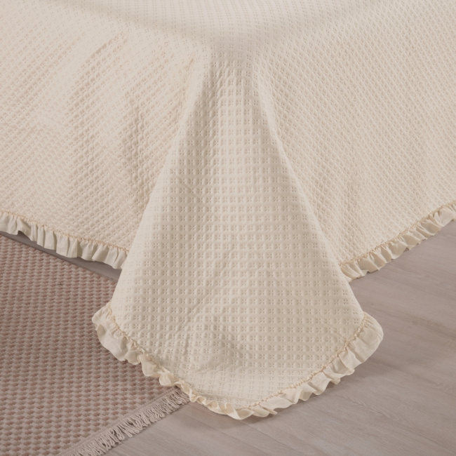 Kit Cobre Leito Colcha Casal 3 Peças Amore Matelado Dupla Face Palha