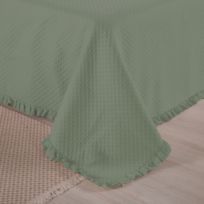 Kit Cobre Leito Colcha Casal 3 Peças Amore Matelado Dupla Face Verde