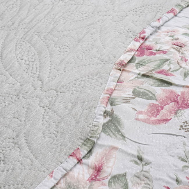 Kit Cobre Leito Colcha Casal Padrão 3 Peças Boutis Estampada Dupla Face Elegance