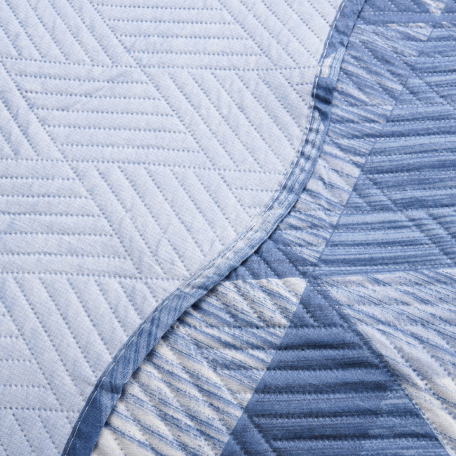 Kit Cobre Leito Colcha Casal Padrão 3 Peças Boutis Estampada Dupla Face Horizon