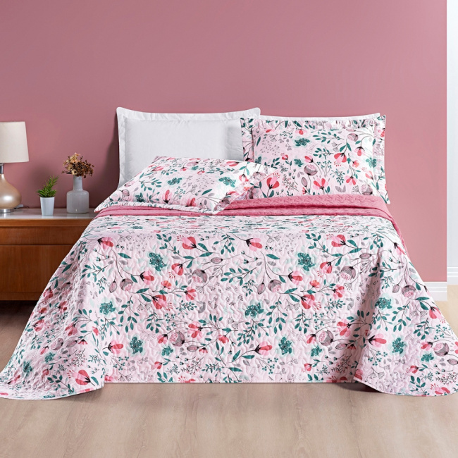 Kit Cobre Leito Colcha King 3 Peças 200 Fios Avere Dupla Face Bothanica