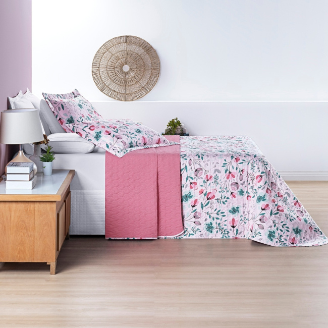 Kit Cobre Leito Colcha King 3 Peças 200 Fios Avere Dupla Face Bothanica