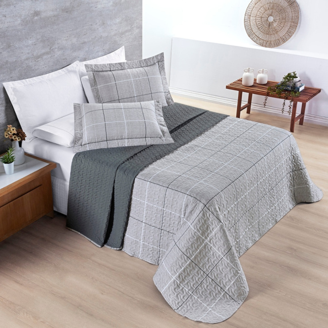 Kit Cobre Leito Colcha King 3 Peças 200 Fios Avere Dupla Face Dallas