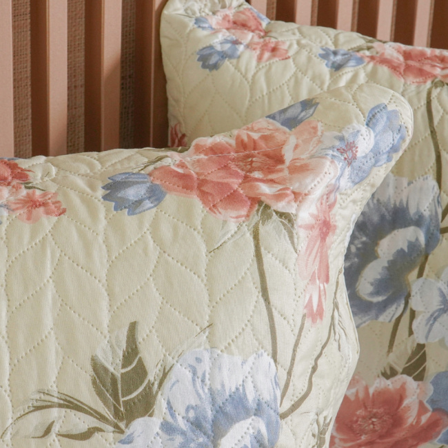 Kit Cobre Leito Colcha King 3 Peças Boutis Estampada Dupla Face Florata