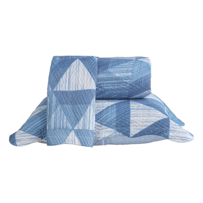 Kit Cobre Leito Colcha King 3 Peças Boutis Estampada Dupla Face Horizon