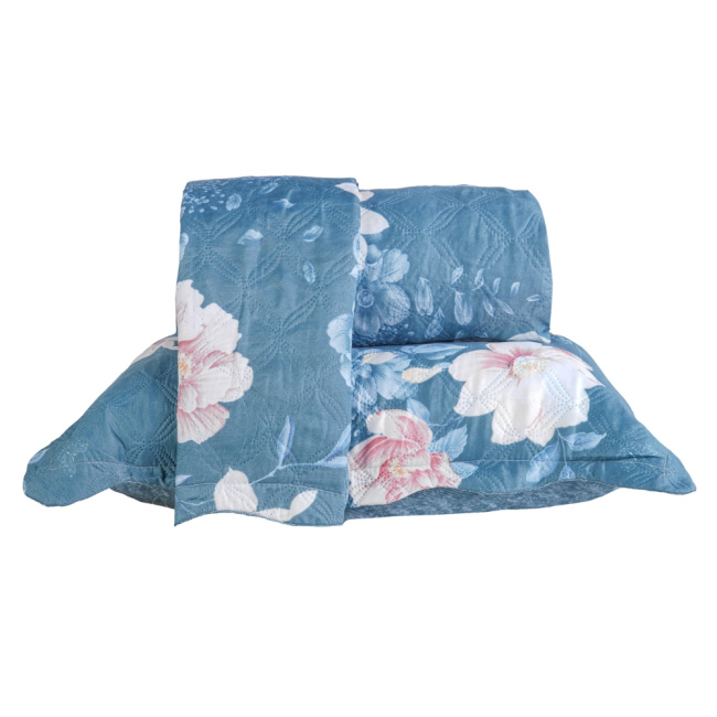 Kit Cobre Leito Colcha King 3 Peças Boutis Estampada Dupla Face Lavinia