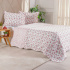 Kit Cobre Leito Colcha King 3 Peças Boutis Estampada Dupla Face Provence Rose