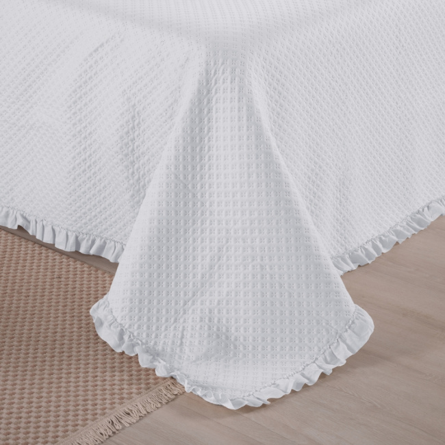 Kit Cobre Leito Colcha Queen 3 Peças Amore Matelado Dupla Face Branco