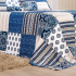Kit Cobre Leito Colcha Queen 3 Peças Arezzo Piquet Floral Patchwork Azul