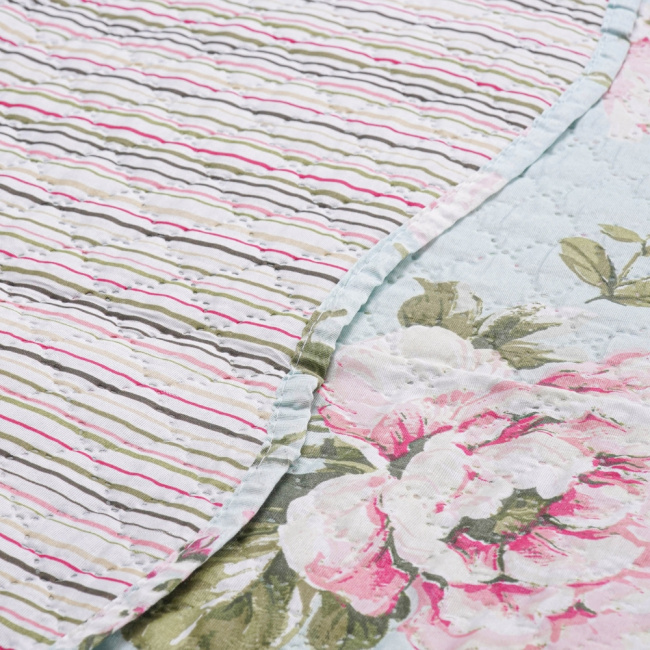 Kit Cobre Leito Colcha Queen 3 Peças Boutis Estampada Dupla Face Flora