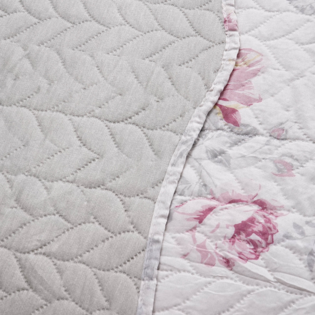 Kit Cobre Leito Colcha Queen 3 Peças Boutis Estampada Dupla Face Jade