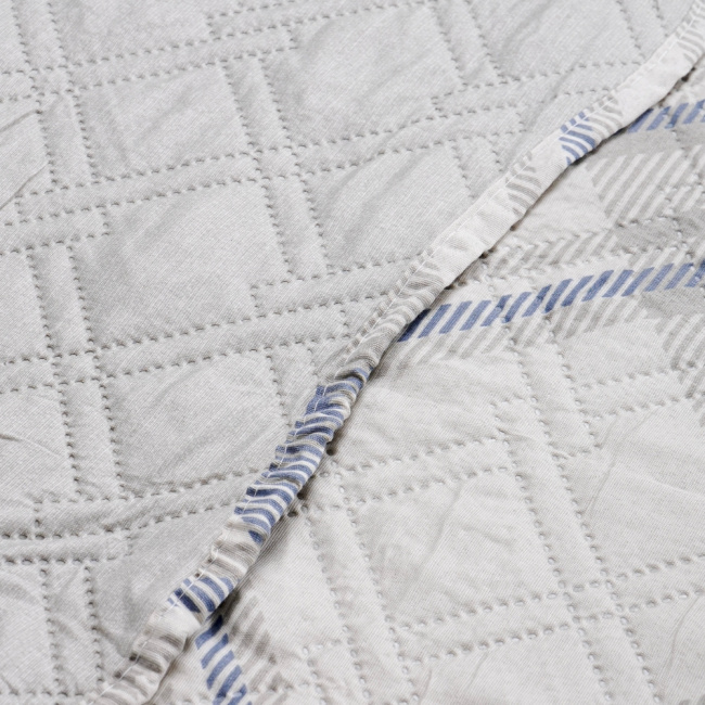 Kit Cobre Leito Colcha Queen 3 Peças Boutis Estampada Dupla Face Prisma