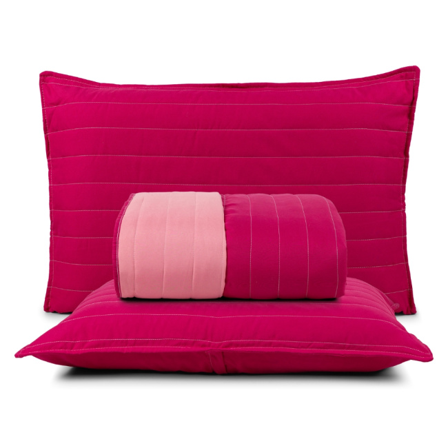 Kit Cobre Leito Colcha Queen 3 Peças Colors Dupla Face 200 Fios Matelassê Pink/Rosa