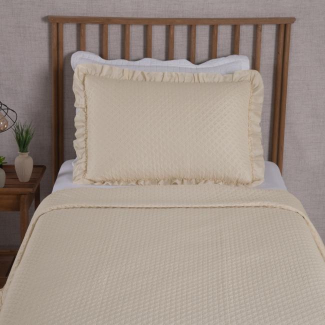 Kit Cobre Leito Colcha Solteiro 2 Peças Amore Matelado Dupla Face Palha