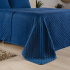 Kit Cobre Leito Colcha Super King 3 Peças Matelado Dupla Face Dots 300 Fios Azul Marinho