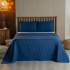 Kit Cobre Leito Colcha Super King 3 Peças Matelado Dupla Face Dots 300 Fios Azul Marinho