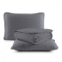 Kit Cobre Leito Colcha Super King 3 Peças Matelado Dupla Face Dots 300 Fios Cinza