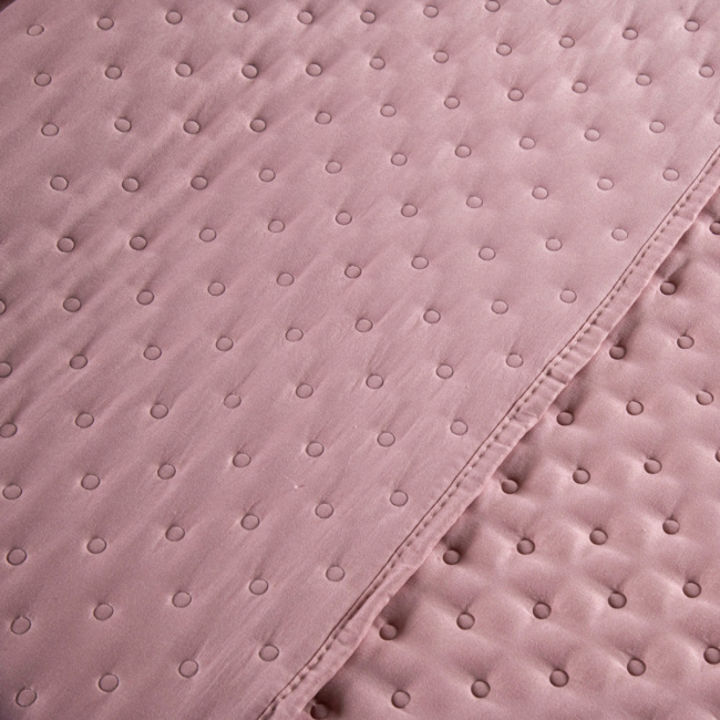 Kit Cobre Leito Colcha Super King 3 Peças Matelado Dupla Face Dots 300 Fios Rosê