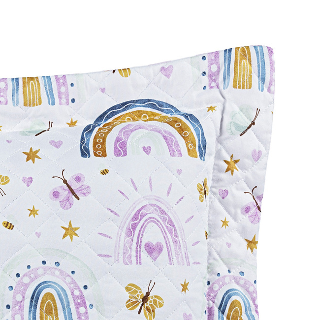 Kit Colcha Cobre Leito 2 Peças Solteiro Colorê Dupla Face Matelassê Arco-Íris