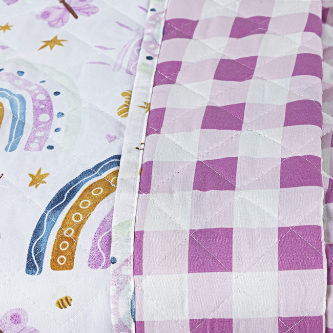 Kit Colcha Cobre Leito 2 Peças Solteiro Colorê Dupla Face Matelassê Arco-Íris