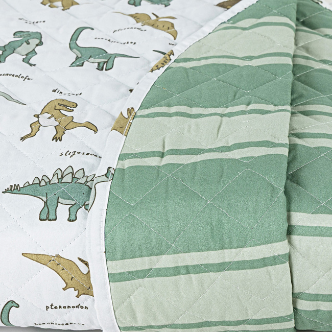Kit Colcha Cobre Leito 2 Peças Solteiro Colorê Dupla Face Matelassê Dino