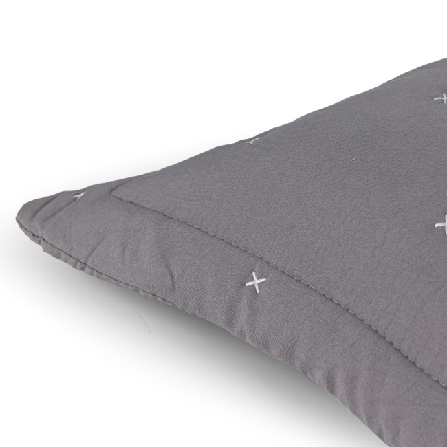 Kit Colcha Cobre Leito 3 Peças Casal Maxime 300 Fios Matelassê Bordado Cinza