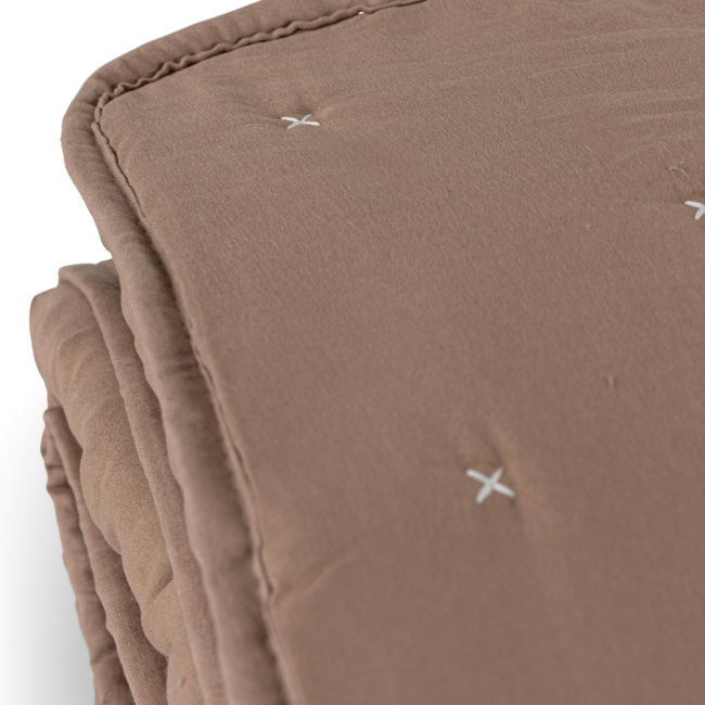 Kit Colcha Cobre Leito 3 Peças King Maxime 300 Fios Matelassê Bordado Caqui