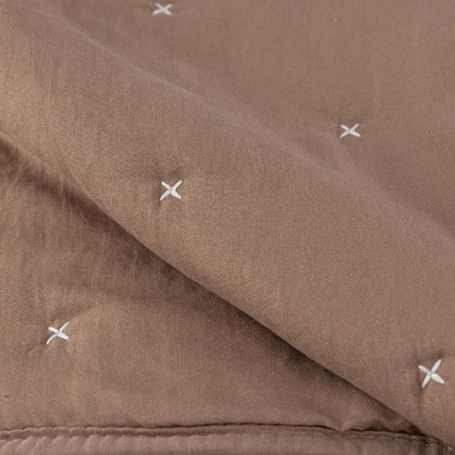 Kit Colcha Cobre Leito 3 Peças King Maxime 300 Fios Matelassê Bordado Caqui