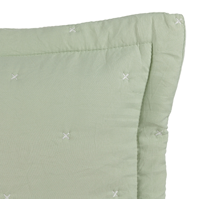 Kit Colcha Cobre Leito 3 Peças King Maxime 300 Fios Matelassê Bordado Verde Menta