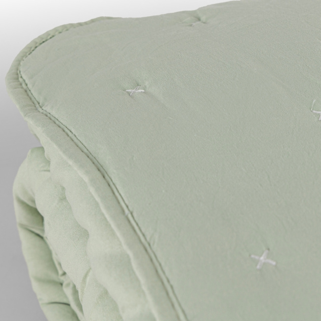 Kit Colcha Cobre Leito 3 Peças King Maxime 300 Fios Matelassê Bordado Verde Menta