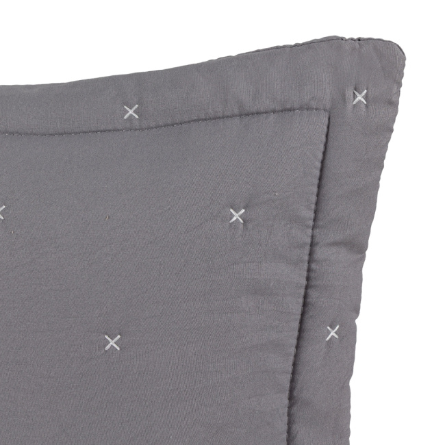 Kit Colcha Cobre Leito 3 Peças Queen Maxime 300 Fios Matelassê Bordado Cinza