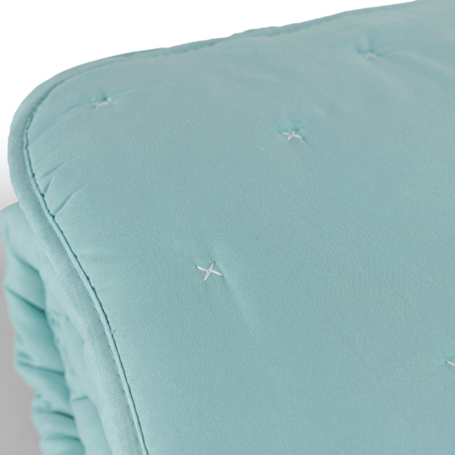 Kit Colcha Cobre Leito 3 Peças Queen Maxime 300 Fios Matelassê Bordado Verde Agua