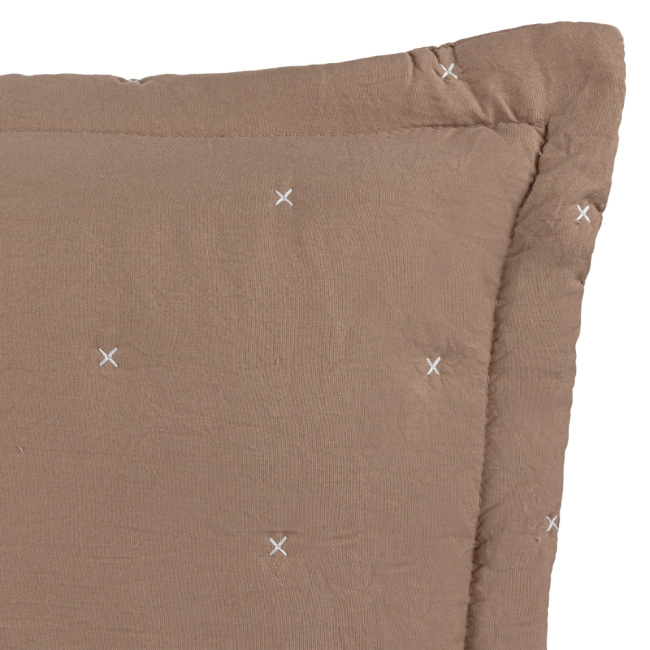 Kit Colcha Cobre Leito 3 Peças Super King Maxime 300 Fios Matelassê Bordado Caqui