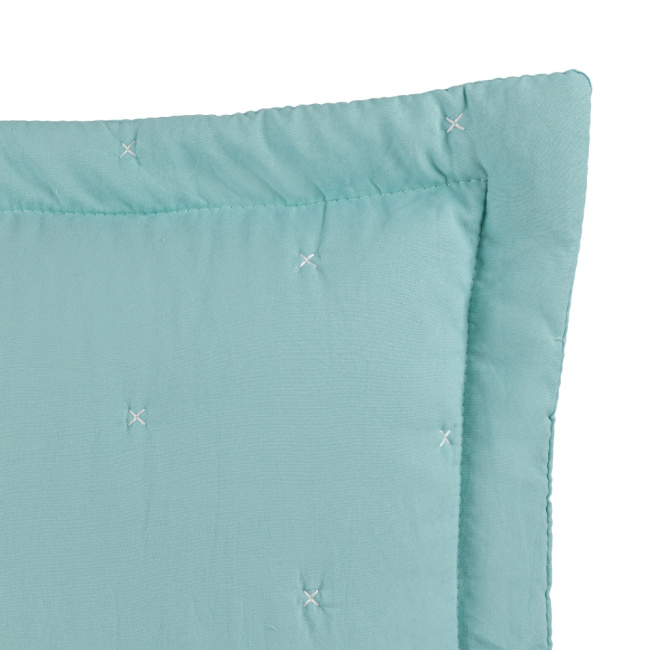 Kit Colcha Cobre Leito 3 Peças Super King Maxime 300 Fios Matelassê Bordado Verde Agua