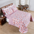 Kit Colcha Cobre Leito Casal 3 Peças 400 Fios Percal Matelassê Dupla Face Premier Estampado Floral Rosa