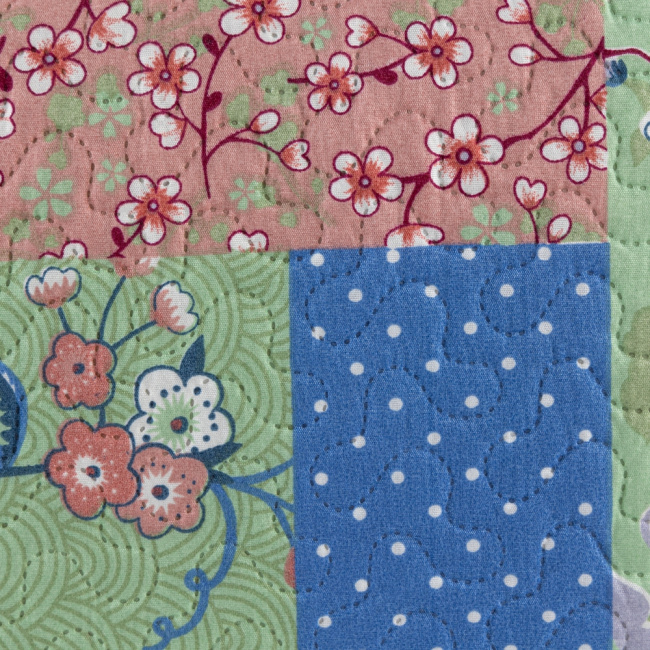 Kit Colcha Cobre Leito Casal 3 Peças Bouti Matelado Dupla Face Patchwork Lily