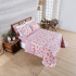 Kit Colcha Cobre Leito Casal 3 Peças 400 Fios Percal Matelassê Dupla Face Estampado Floral Rosa