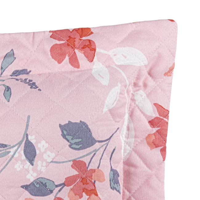 Kit Colcha Cobre Leito King 3 Peças 400 Fios Percal Matelassê Dupla Face Premier Estampado Floral Rosa