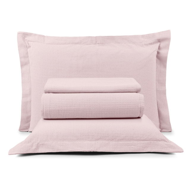 Kit Colcha Cobre Leito King 3 Peças Charm Piquet 100% Algodão Rosa