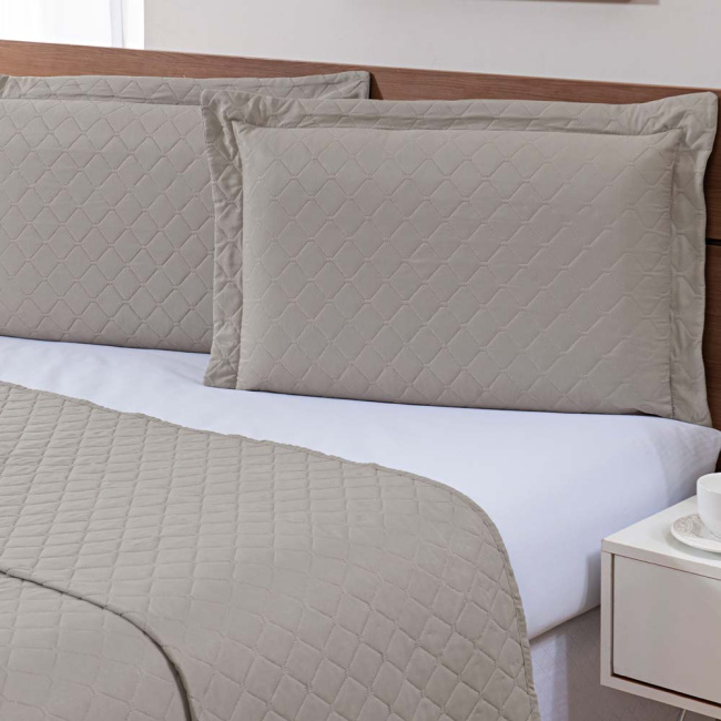 Kit Colcha Cobre Leito Matelado Basics Cáqui