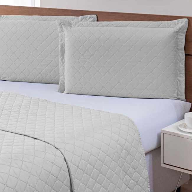 Kit Colcha Cobre Leito Matelado Basics Prata