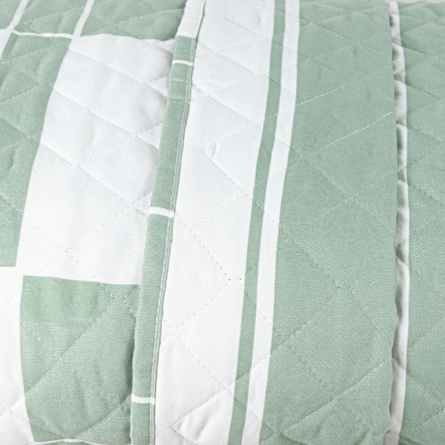 Kit Colcha Cobre Leito Queen 3 Peças 400 Fios Percal Matelassê Dupla Face Premier Estampado Geometric Verde